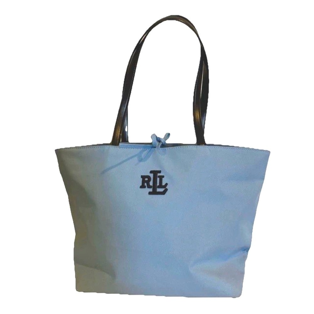 Ralph Lauren Blue Black Canvas Tote Bag Vintage